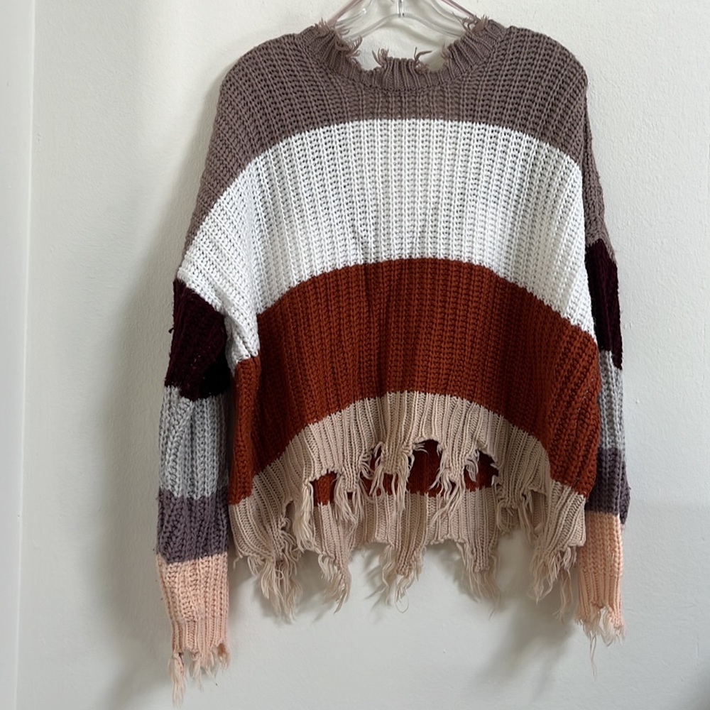 Miracle Womens Distressed Multi Color Block Sweat… - image 3